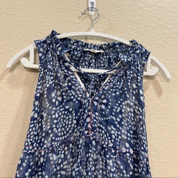 Lovestitch Cottagecore Prairie Love Maxi Ruffle Blue Sliver Shiny Dress Sz S EUC - Picture 2 of 10